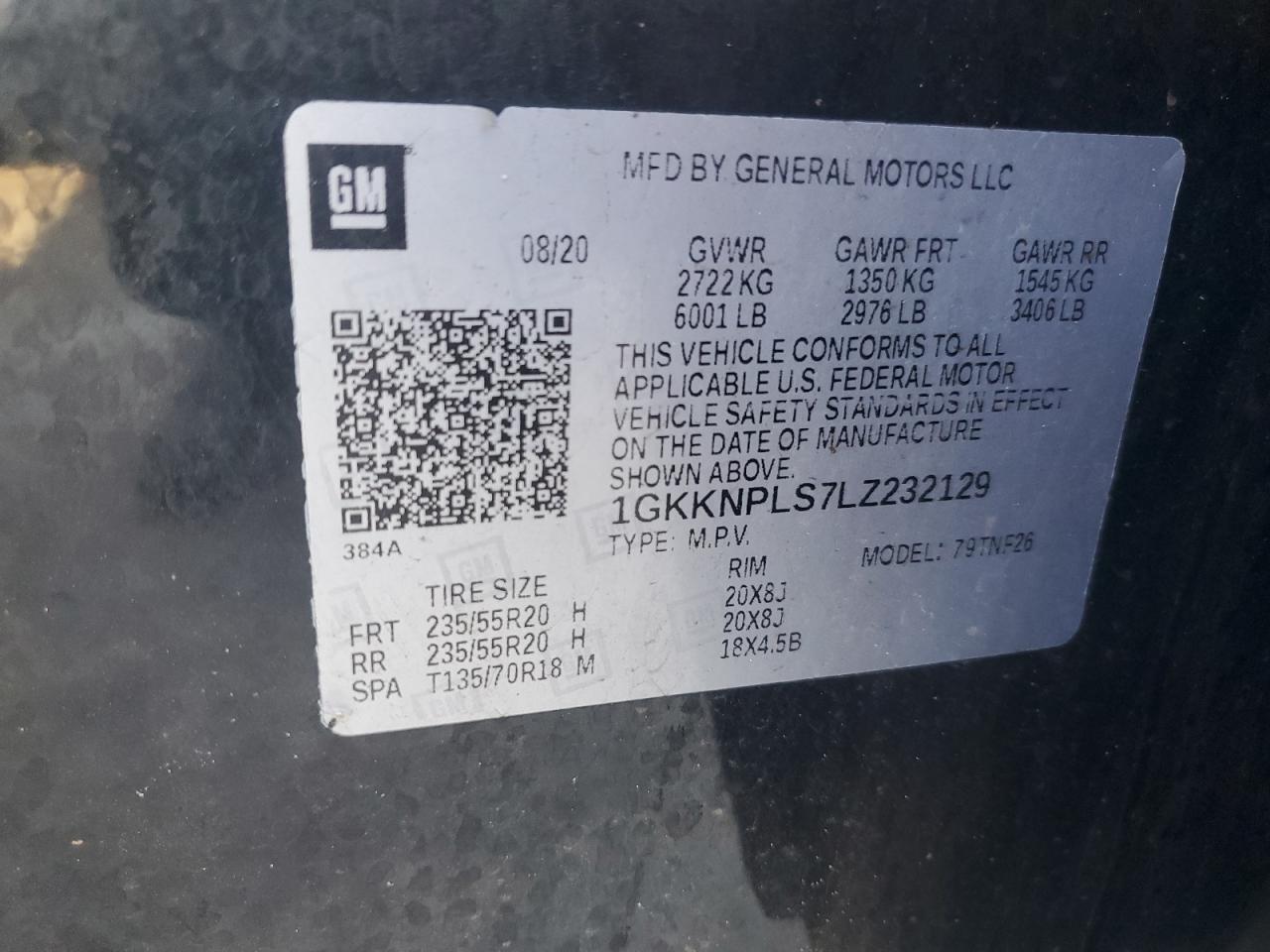 2020 GMC Acadia Denali VIN: 1GKKNPLS7LZ232129 Lot: 81700805