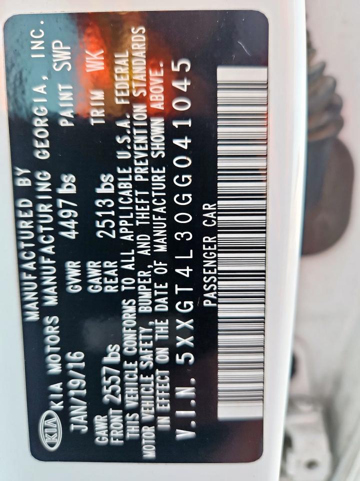 2016 Kia Optima Lx VIN: 5XXGT4L30GG041045 Lot: 84250685