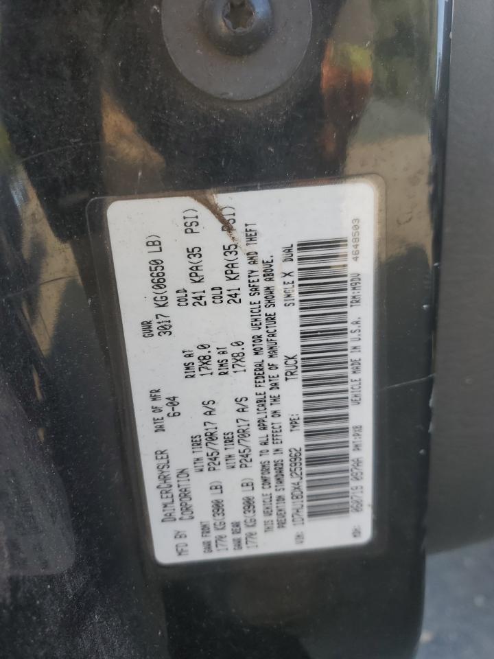 2004 Dodge Ram 1500 St VIN: 1D7HU18DX4J259962 Lot: 72019145