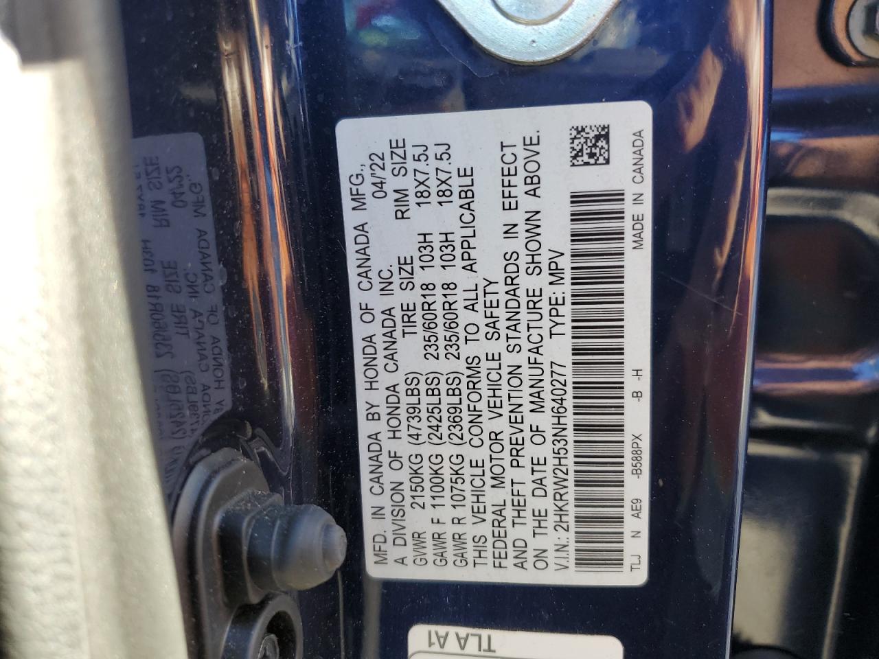 2022 Honda Cr-V Ex VIN: 2HKRW2H53NH640277 Lot: 81433845