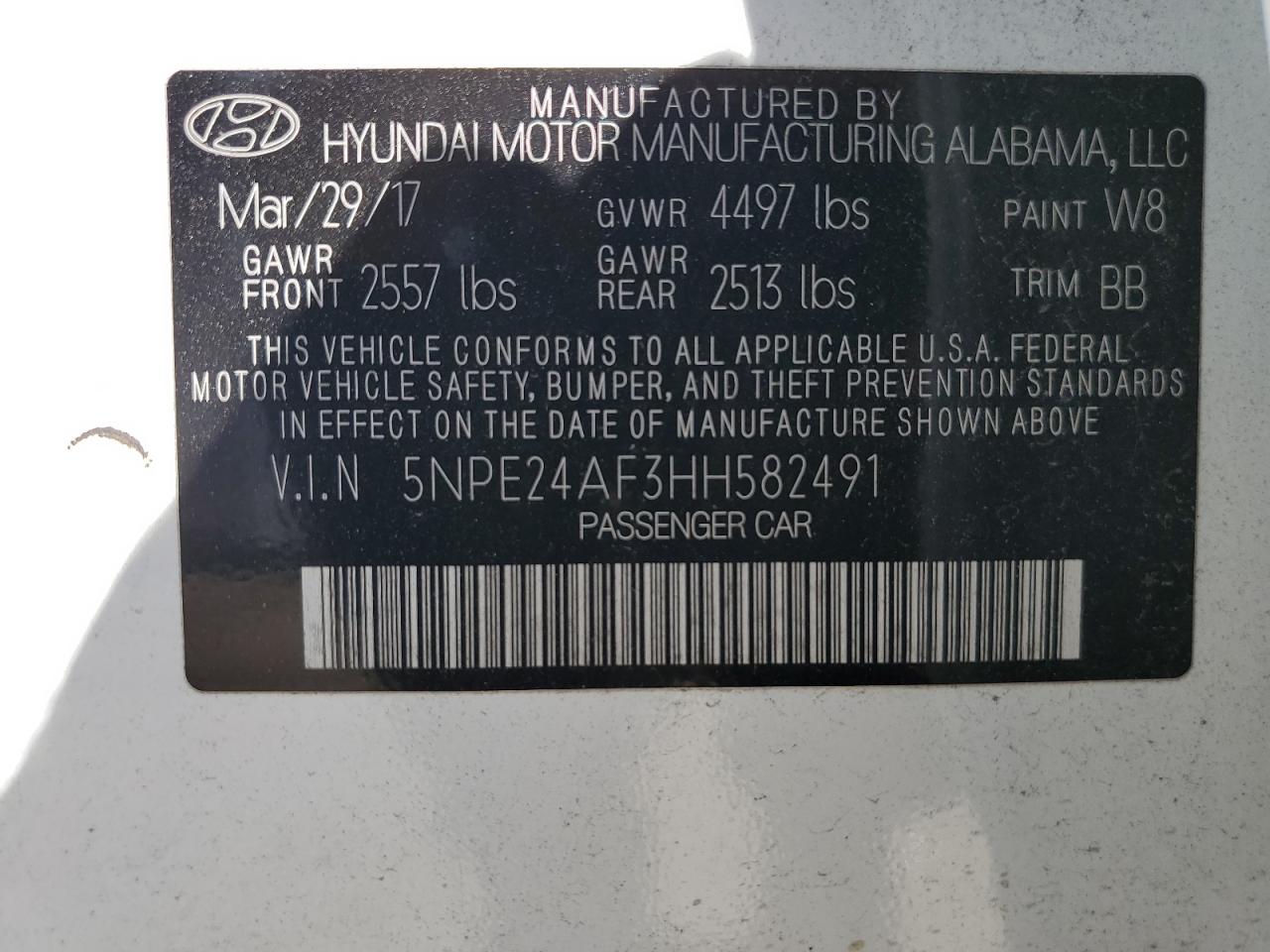 2017 Hyundai Sonata Se VIN: 5NPE24AF3HH582491 Lot: 80352545