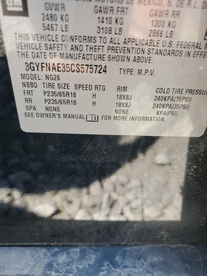 2012 Cadillac Srx Luxury Collection VIN: 3GYFNAE35CS575724 Lot: 71962385