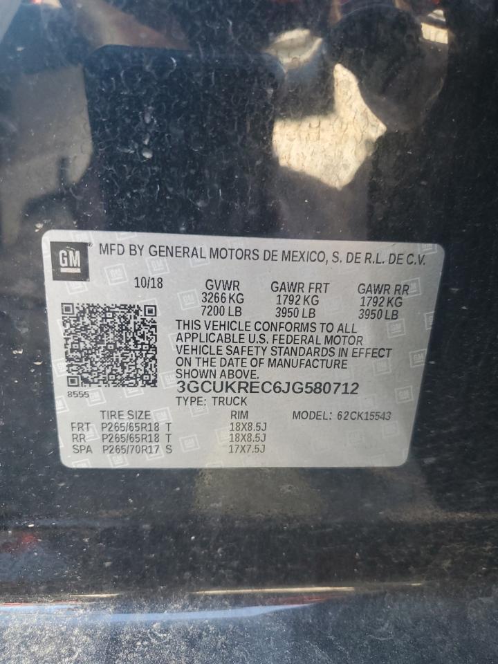 2018 Chevrolet Silverado K1500 Lt VIN: 3GCUKREC6JG580712 Lot: 71406775