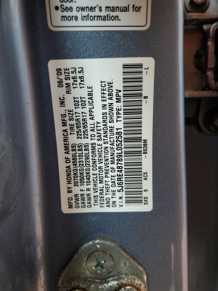 2009 Honda Cr-V Exl VIN: 5J6RE48789L052581 Lot: 71417595