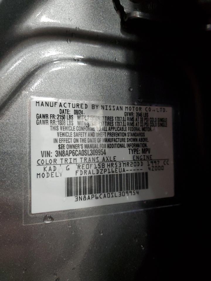 2025 Nissan Kicks Sv VIN: 3N8AP6CA0SL309954 Lot: 80191765