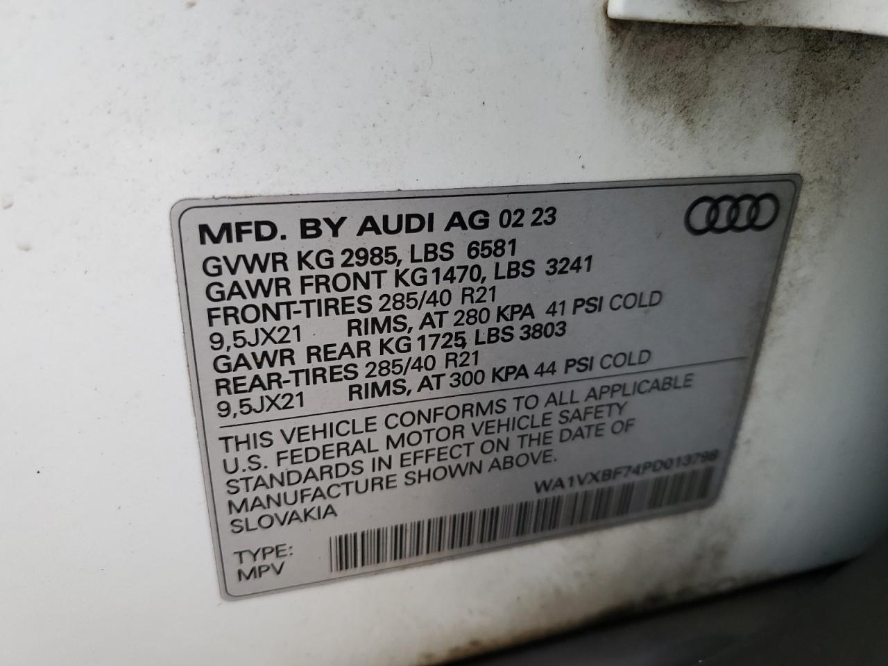 2023 Audi Q7 Prestige VIN: WA1VXBF74PD013798 Lot: 84044605