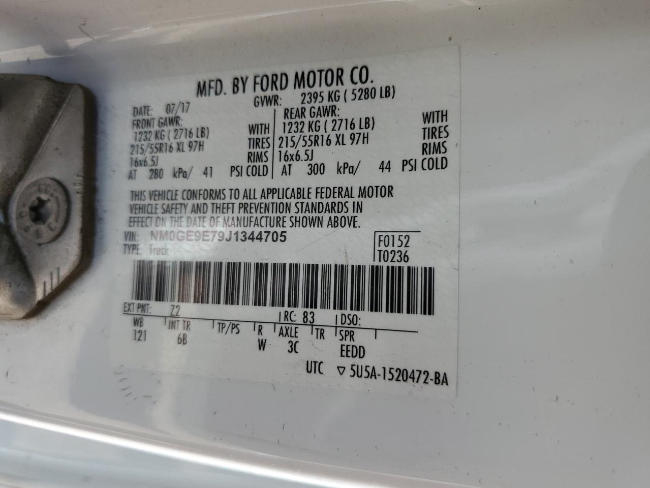 2018 Ford Transit Connect Xl VIN: NM0GE9E79J1344705 Lot: 71753655