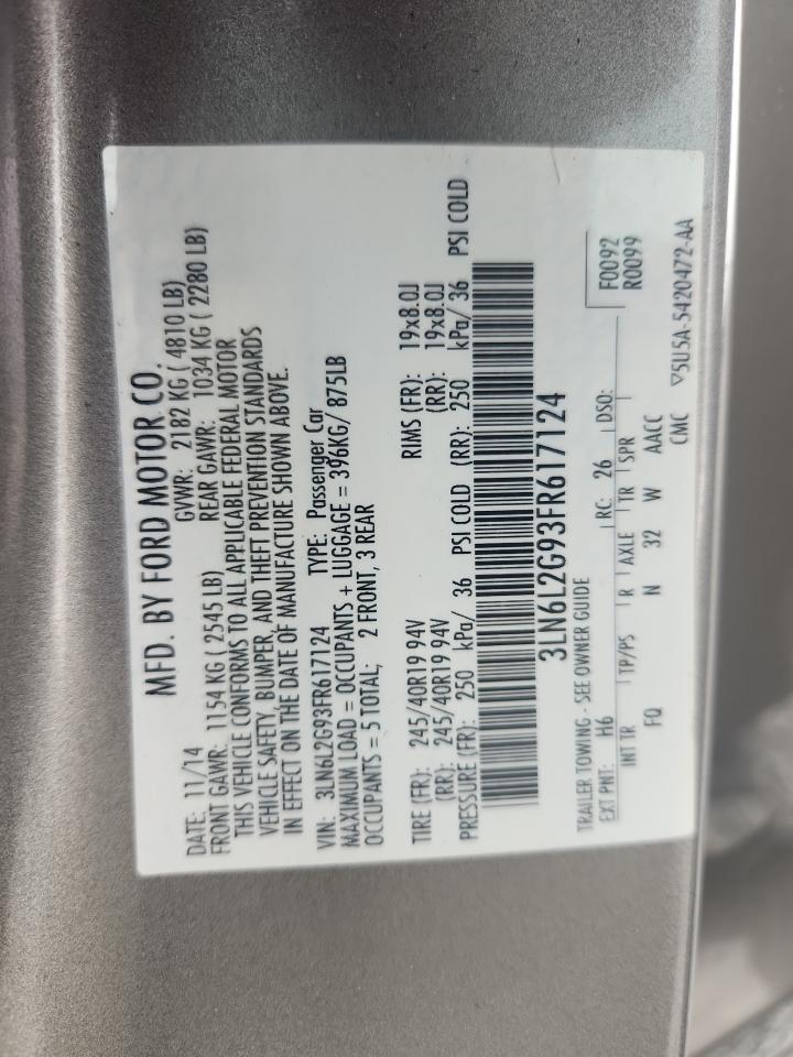 2015 Lincoln Mkz VIN: 3LN6L2G93FR617124 Lot: 82102195