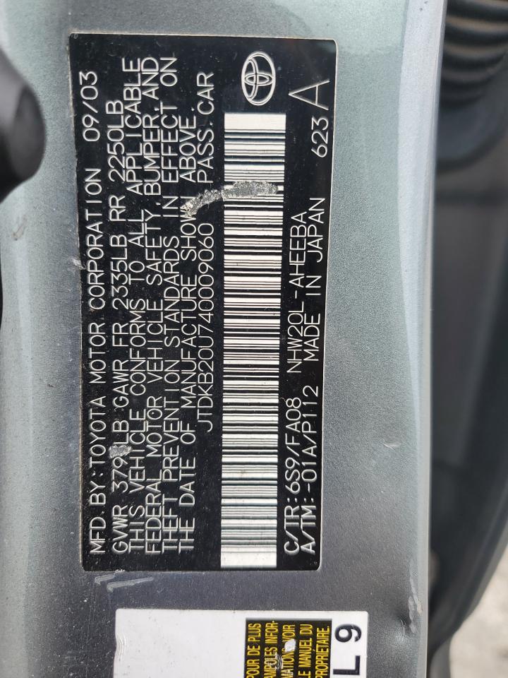 2004 Toyota Prius VIN: JTDKB20U740009060 Lot: 83994735