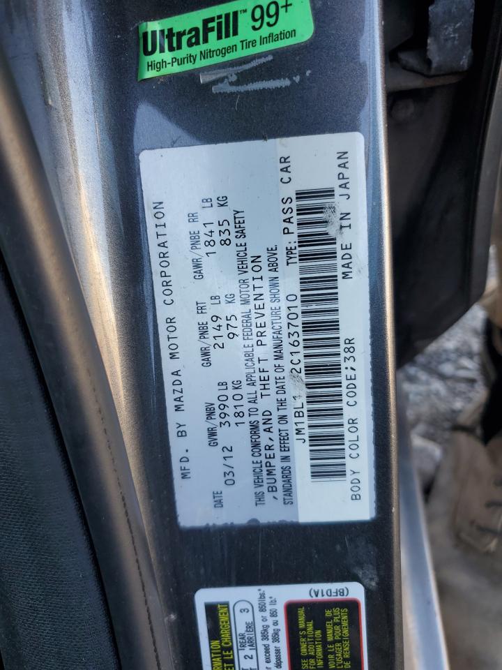 2012 Mazda 3 I VIN: JM1BL1M82C1637010 Lot: 71458975