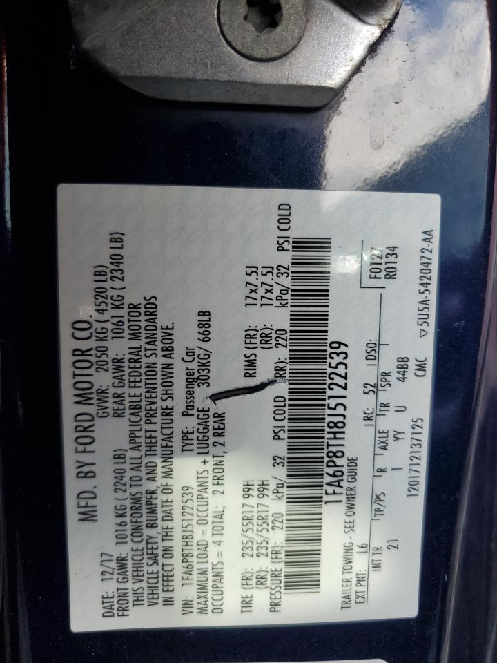 2018 Ford Mustang VIN: 1FA6P8TH8J5122539 Lot: 84191215