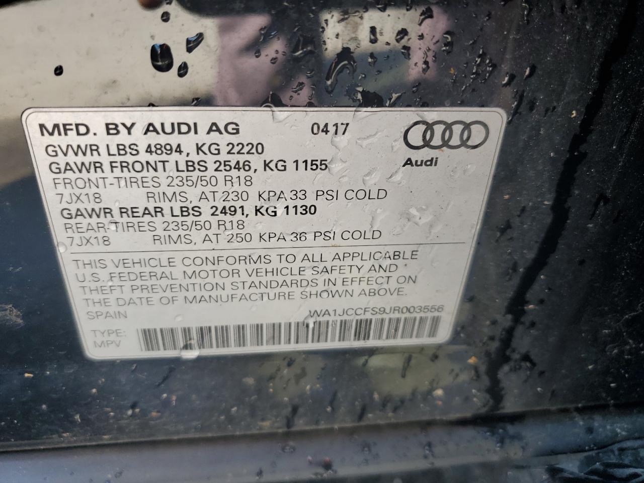 2018 Audi Q3 Premium Plus VIN: WA1JCCFS9JR003556 Lot: 81467975