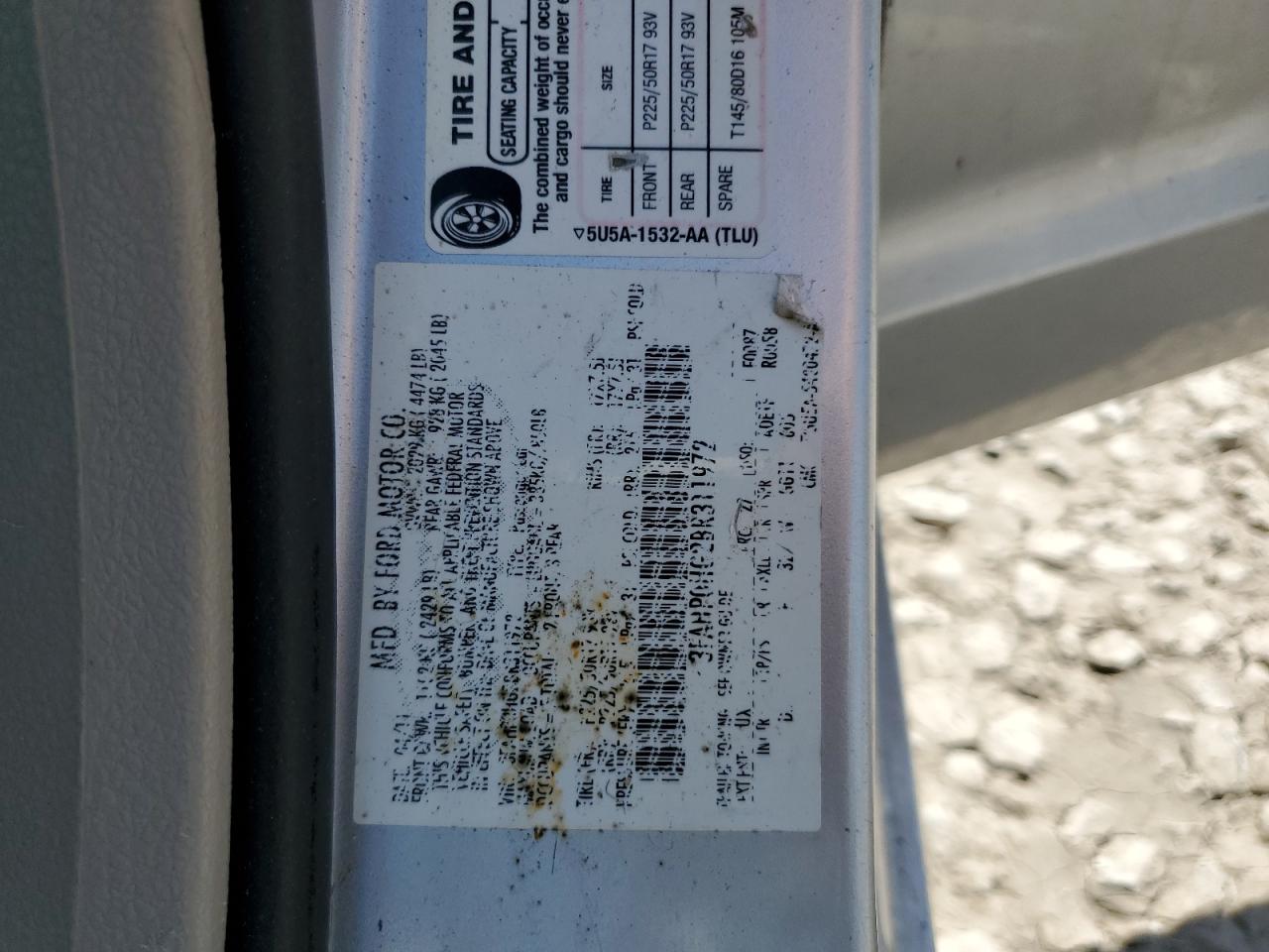 2011 Ford Fusion Se VIN: 3FAHP0HG2BR311972 Lot: 80168195