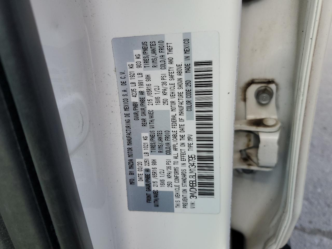 2020 Mazda Cx-30 VIN: 3MVDMBBL8LM134795 Lot: 80252275