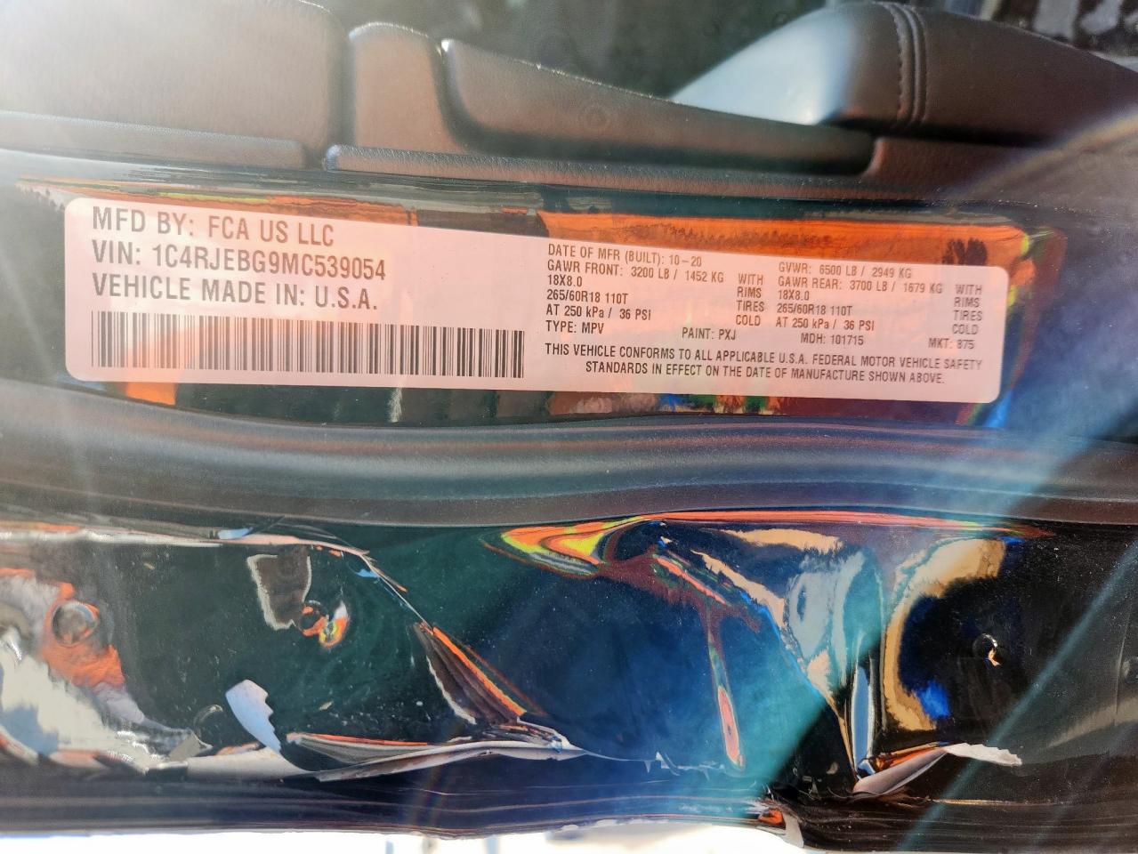 2021 Jeep Grand Cherokee Limited VIN: 1C4RJEBG9MC539054 Lot: 71564395