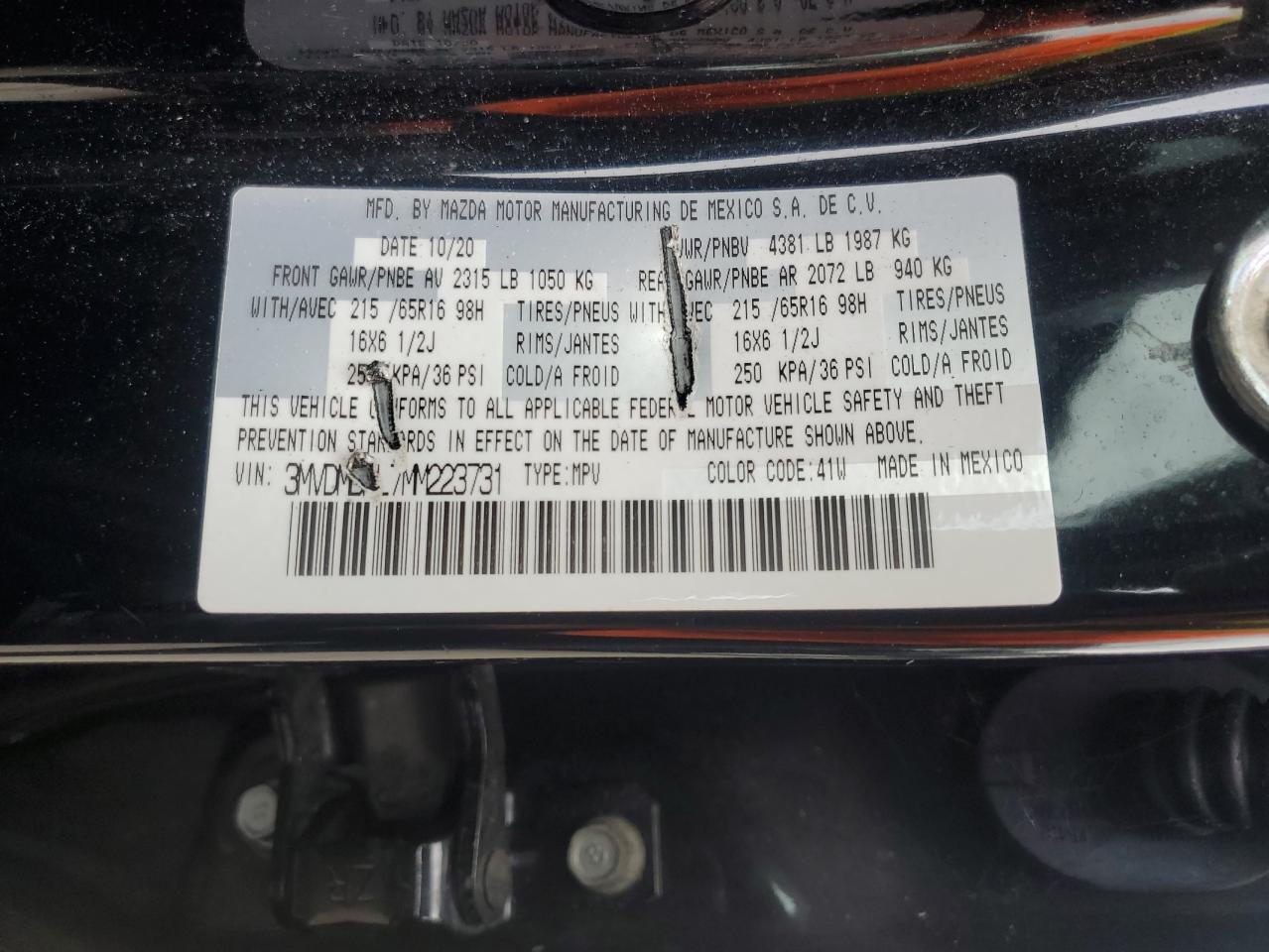 2021 Mazda Cx-30 VIN: 3MVDMBAL7MM223731 Lot: 82026325