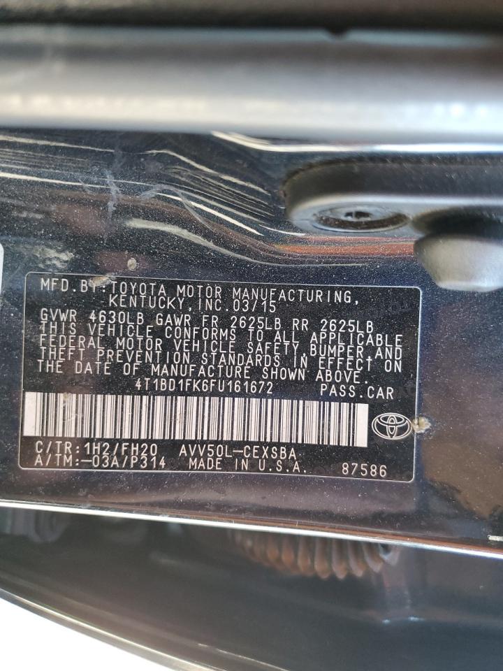 2015 Toyota Camry Hybrid VIN: 4T1BD1FK6FU161672 Lot: 80889045