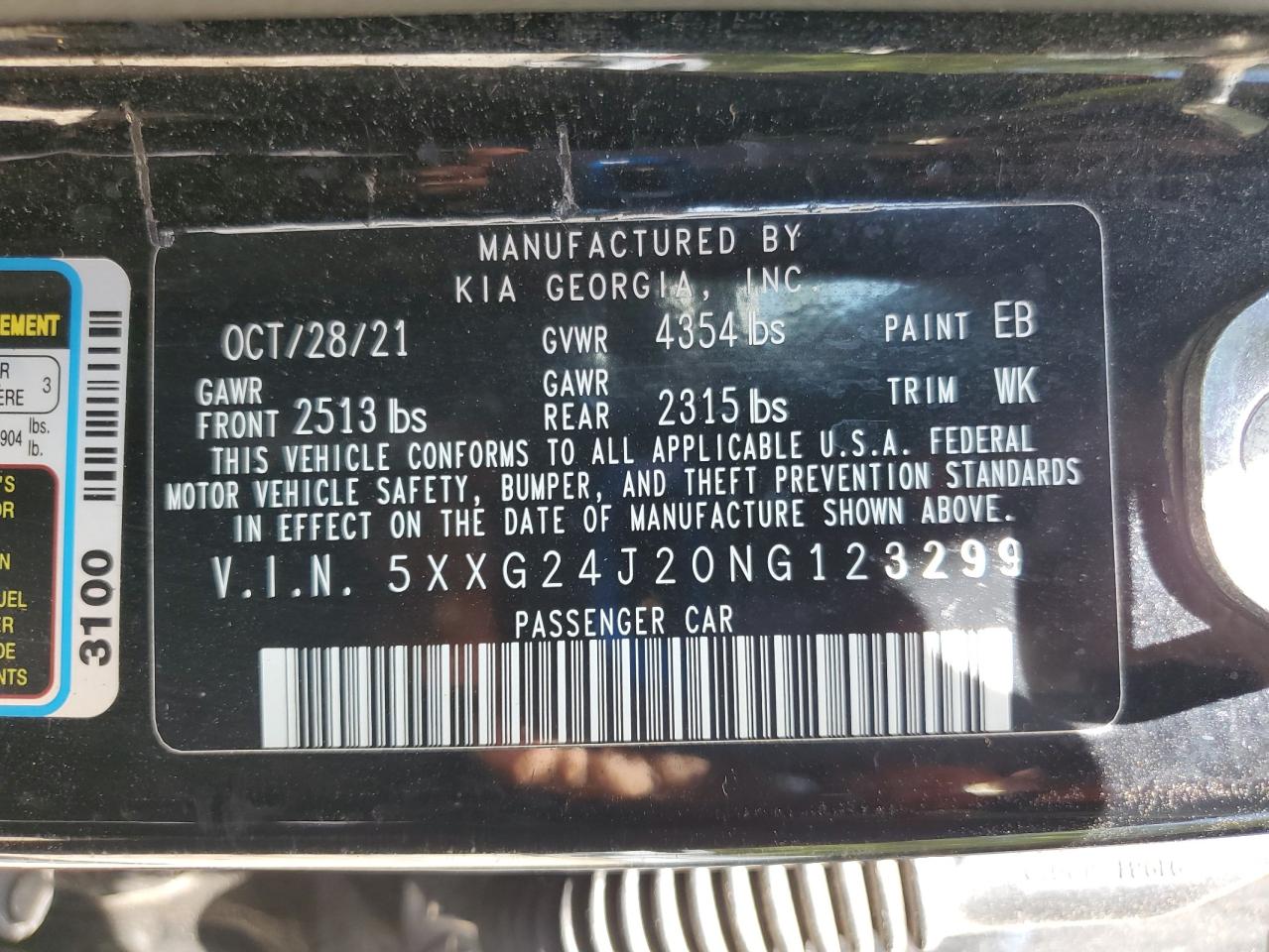 2022 Kia K5 Lx VIN: 5XXG24J20NG123299 Lot: 71847155