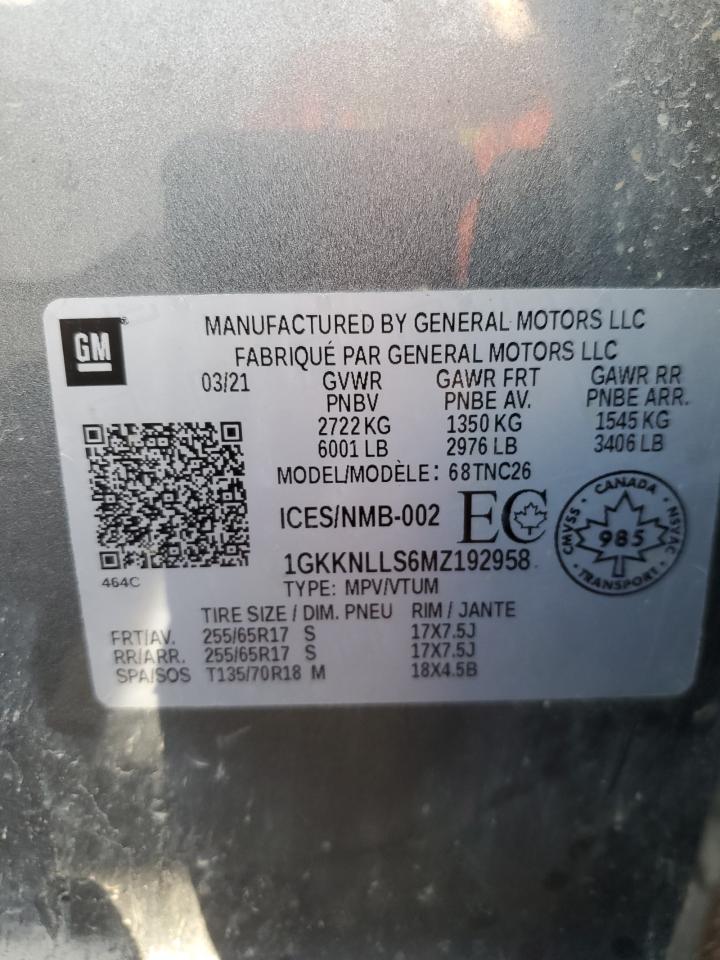 2021 GMC Acadia At4 VIN: 1GKKNLLS6MZ192958 Lot: 81124985
