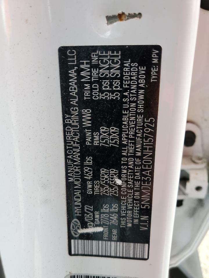 2022 Hyundai Tucson Limited VIN: 5NMJE3AE0NH157925 Lot: 81194045