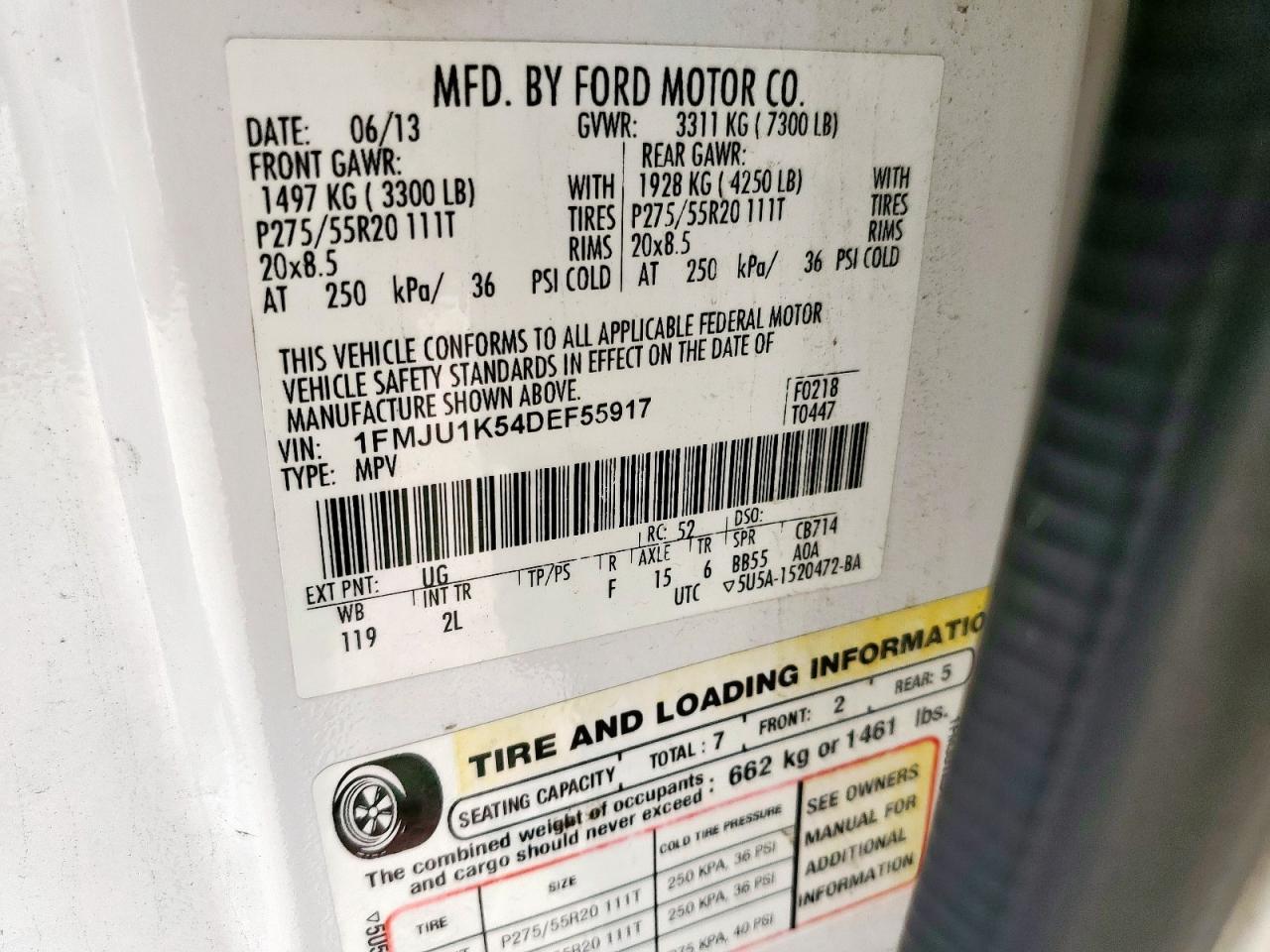 2013 Ford Expedition Limited VIN: 1FMJU1K54DEF55917 Lot: 80907045