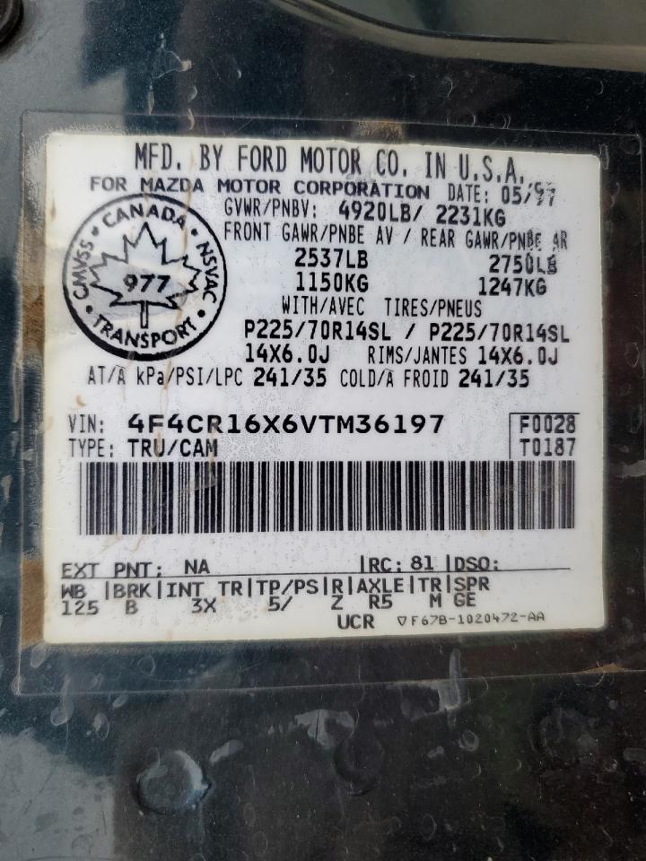 1997 Mazda B4000 Cab Plus VIN: 4F4CR16X6VTM36197 Lot: 82113765