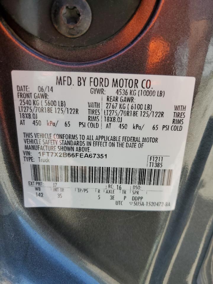 2015 Ford F250 Super Duty VIN: 1FT7X2B66FEA67351 Lot: 82068095
