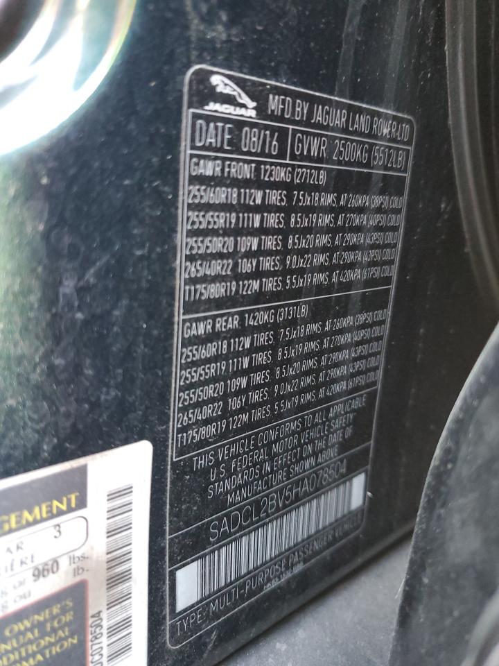 2017 Jaguar F-Pace R - Sport VIN: SADCL2BV5HA078504 Lot: 80707895