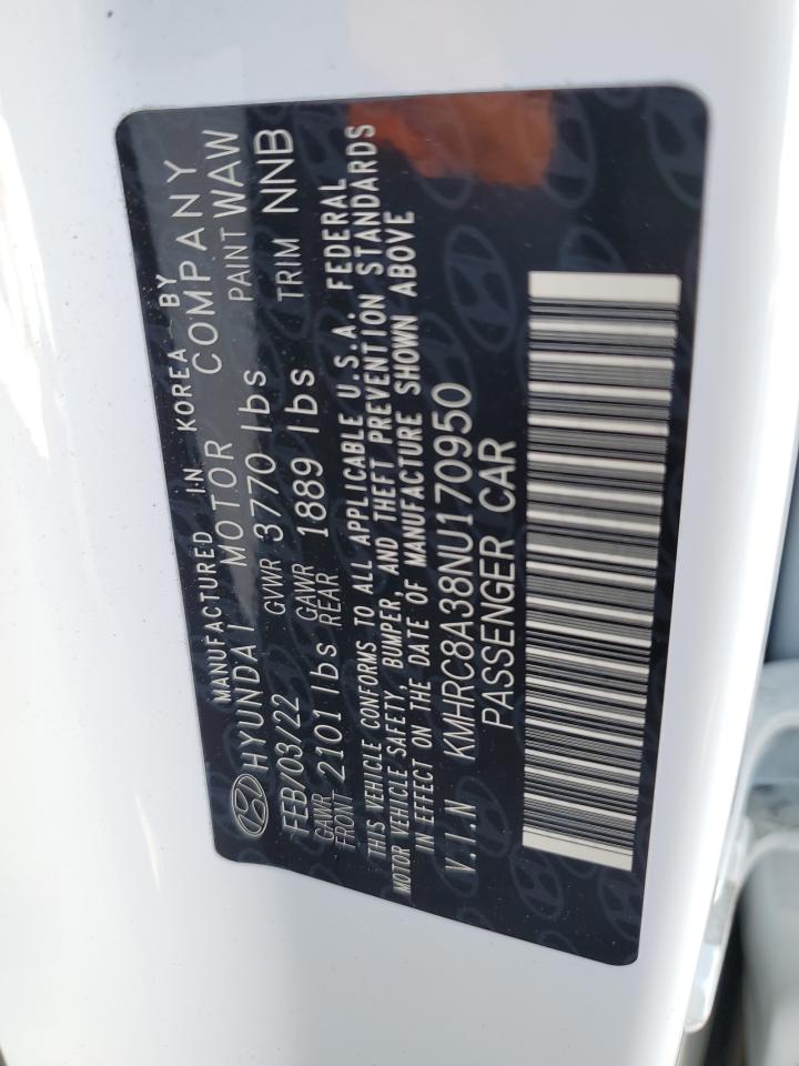 2022 Hyundai Venue Sel VIN: KMHRC8A38NU170950 Lot: 80332235