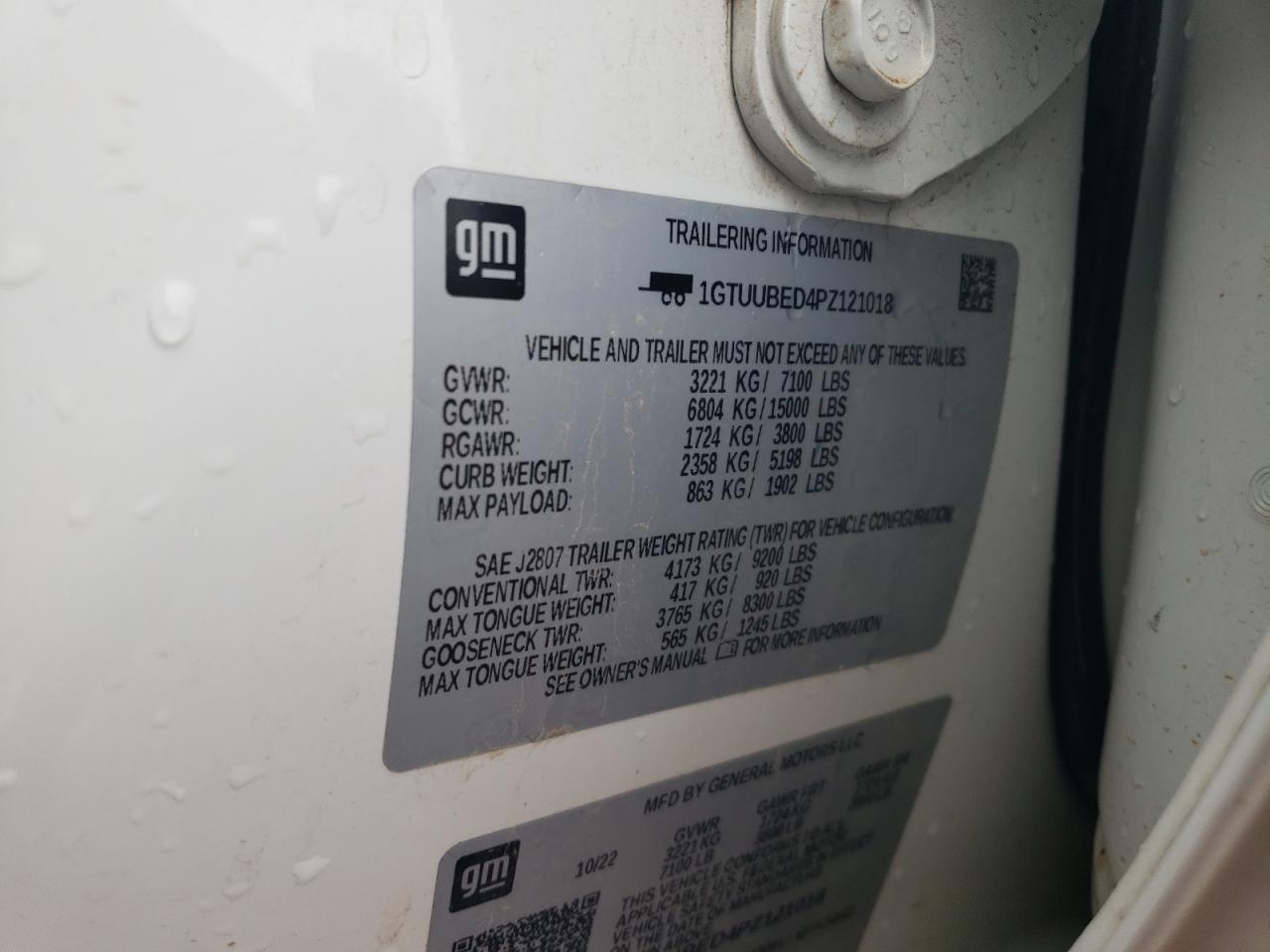 2023 GMC Sierra K1500 Sle VIN: 1GTUUBED4PZ121018 Lot: 83947735