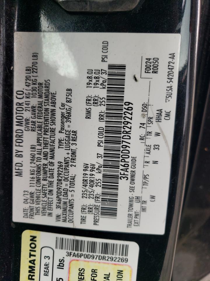2013 Ford Fusion Titanium VIN: 3FA6P0D97DR292269 Lot: 80011815