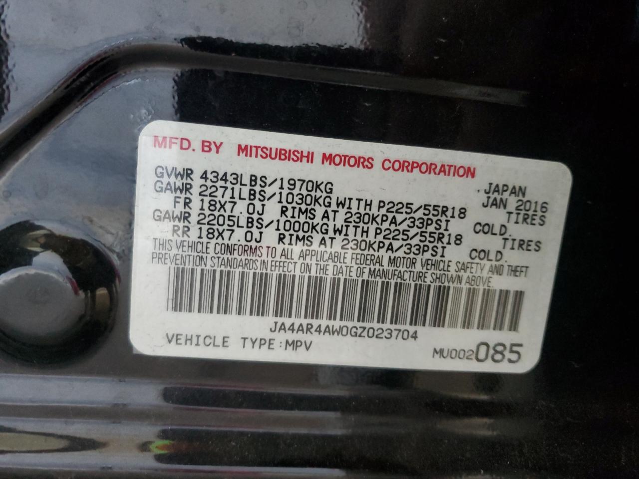 2016 Mitsubishi Outlander Sport Sel VIN: JA4AR4AW0GZ023704 Lot: 81272625