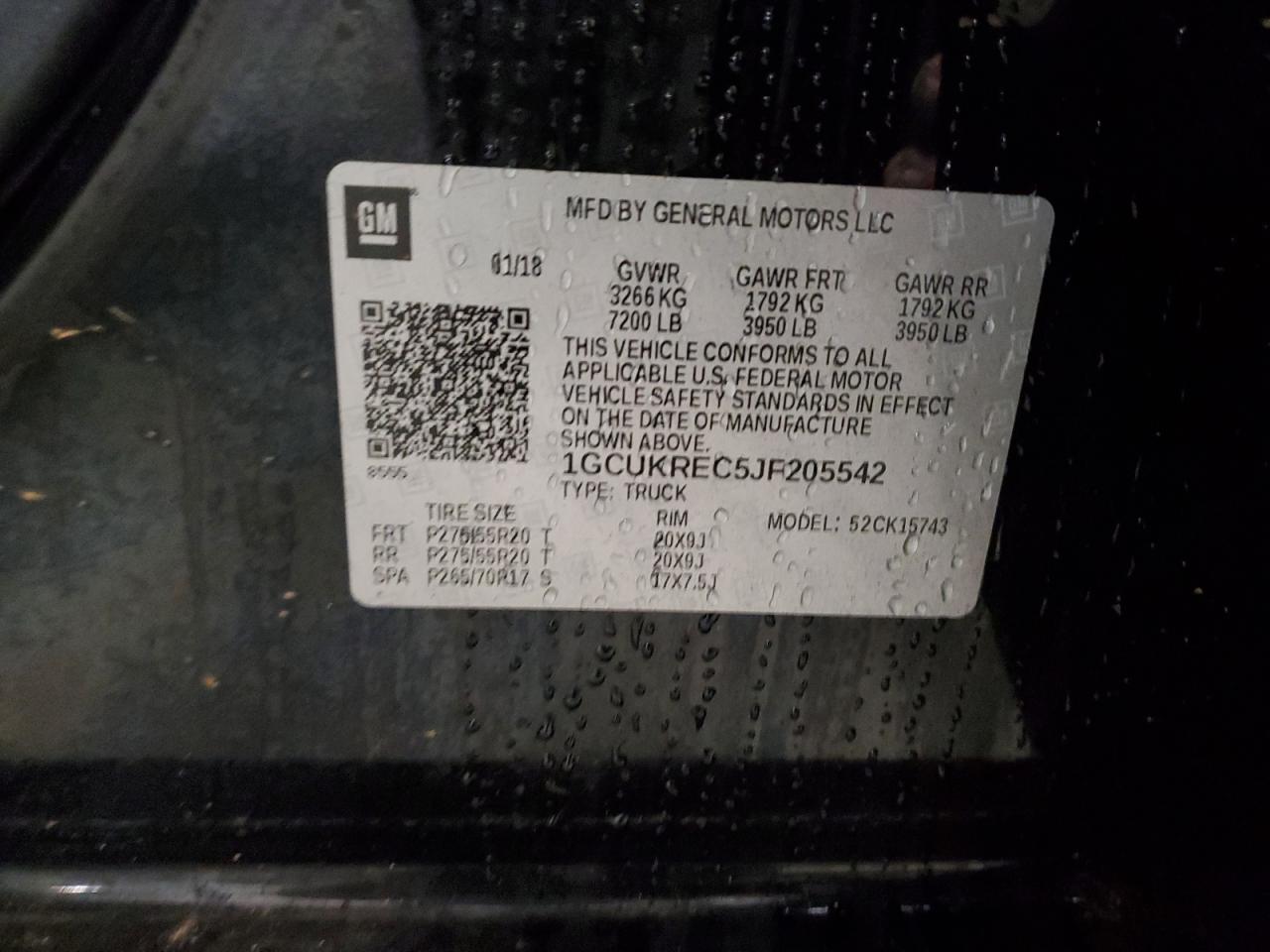 2018 Chevrolet Silverado K1500 Lt VIN: 1GCUKREC5JF205542 Lot: 80272395