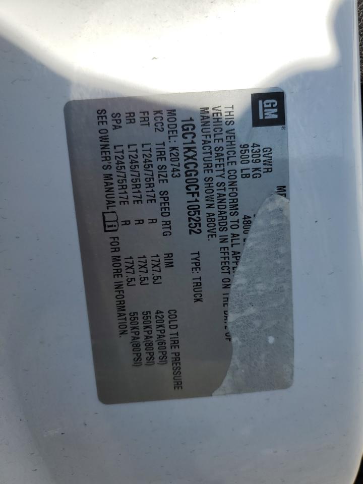 2012 Chevrolet Silverado K2500 Heavy Duty Lt VIN: 1GC1KXCG0CF105252 Lot: 82057375