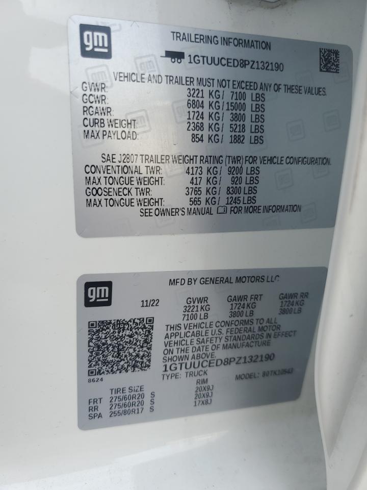 2023 GMC Sierra K1500 Elevation VIN: 1GTUUCED8PZ132190 Lot: 81319365