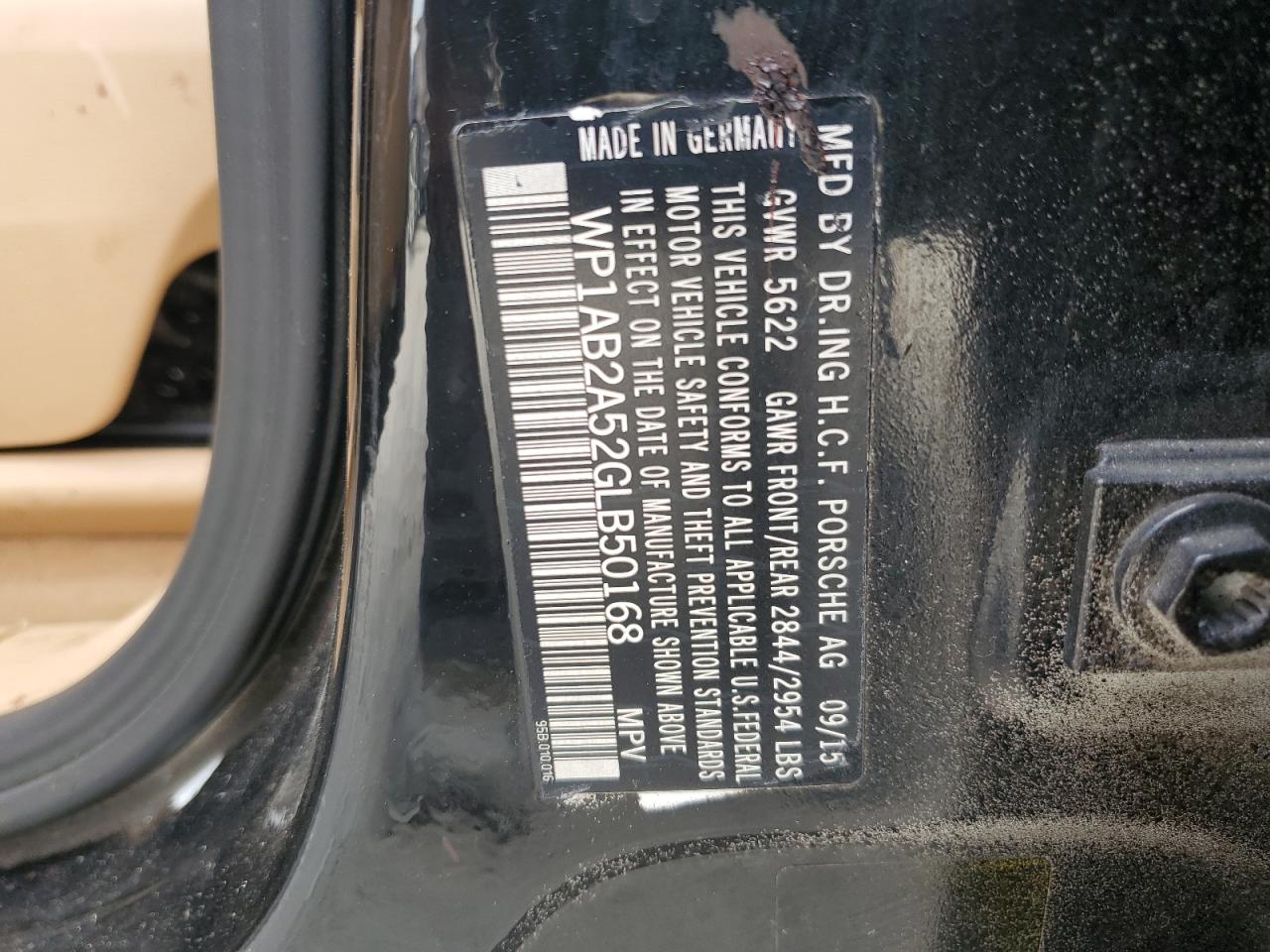 2016 Porsche Macan S VIN: WP1AB2A52GLB50168 Lot: 71165895