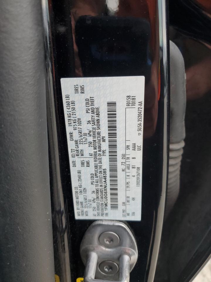 2022 Ford Escape Se VIN: 1FMCU0G6XNUA48385 Lot: 84603065