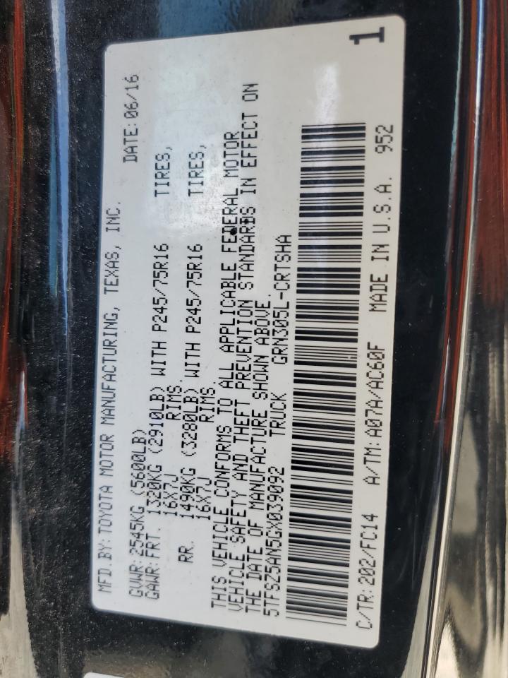 2016 Toyota Tacoma Access Cab VIN: 5TFSZ5AN5GX039092 Lot: 80700105