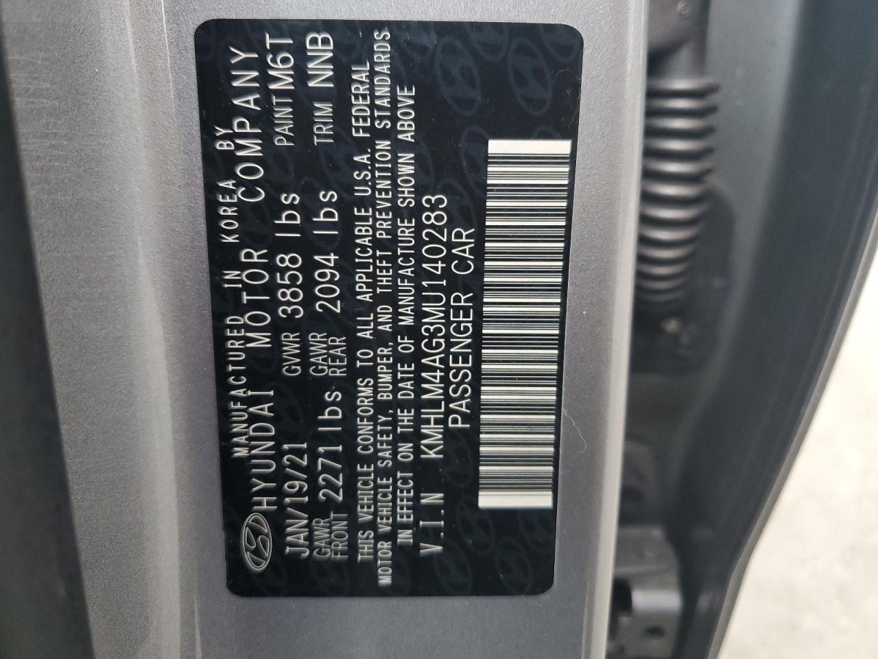 2021 Hyundai Elantra Sel VIN: KMHLM4AG3MU140283 Lot: 81492405