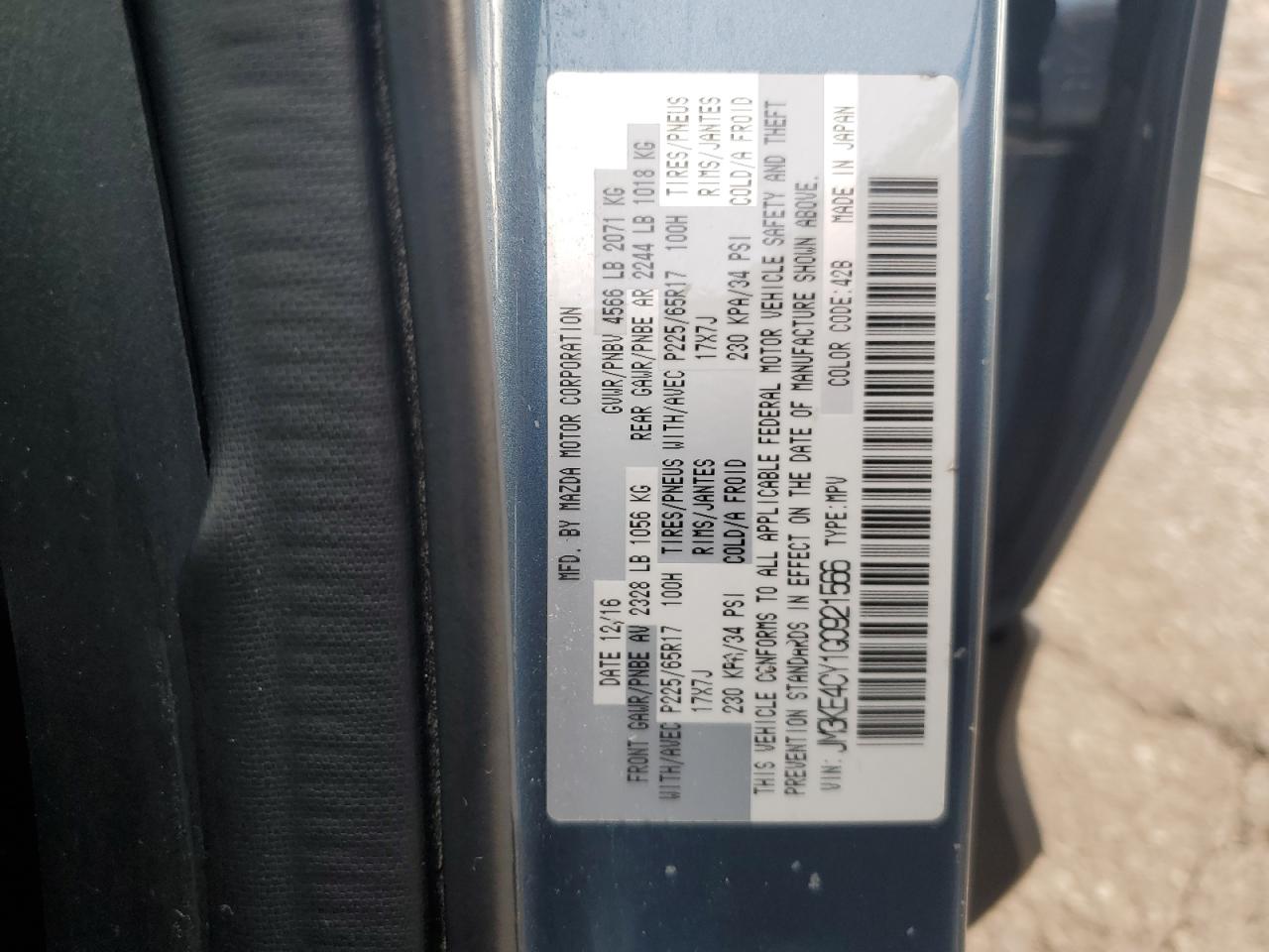 2016 Mazda Cx-5 Touring VIN: JM3KE4CY1G0921566 Lot: 81807475