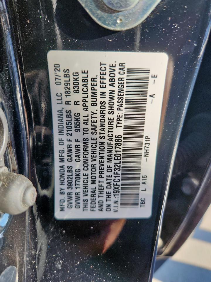 2020 Honda Civic Ex VIN: 19XFC1F32LE017886 Lot: 82059615