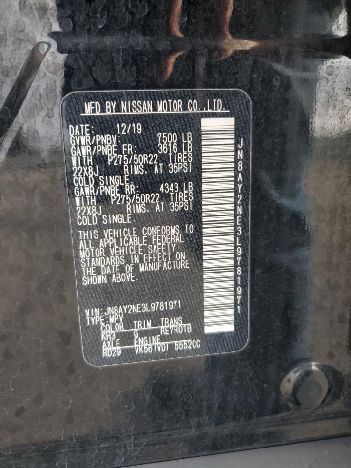 2020 Nissan Armada Platinum VIN: JN8AY2NE3L9781971 Lot: 81595925