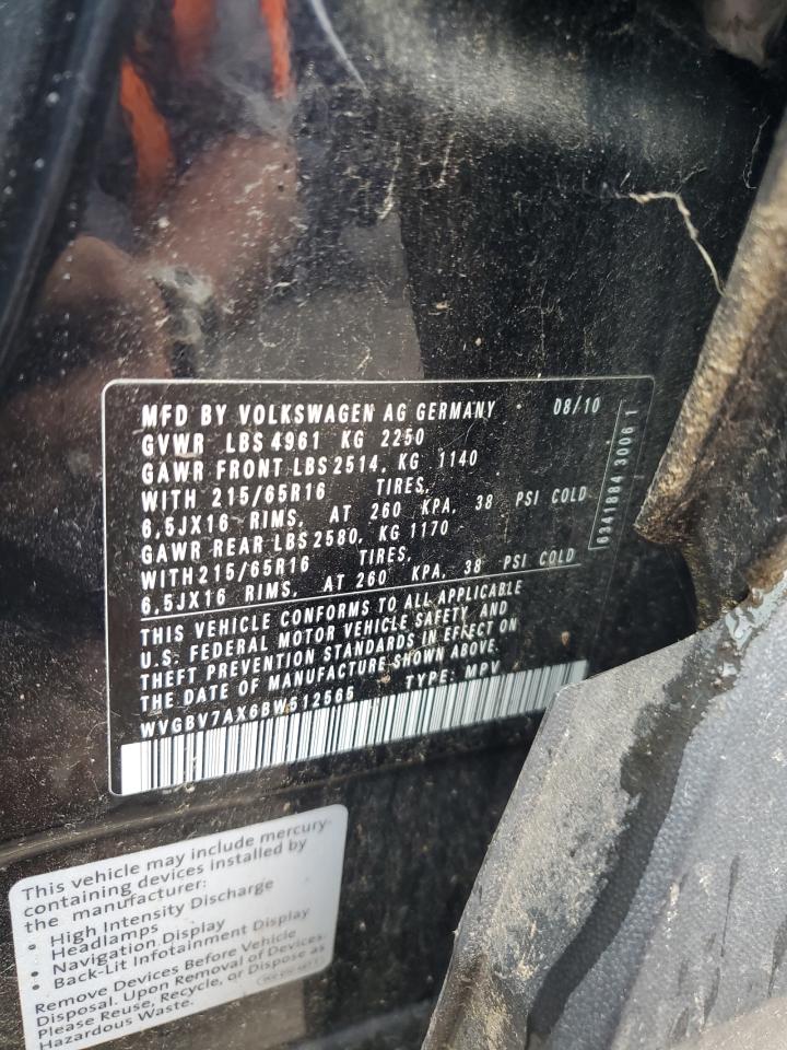 2011 Volkswagen Tiguan S VIN: WVGBV7AX6BW512565 Lot: 81817415