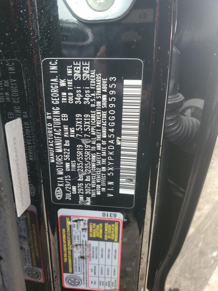 2016 Kia Sorento Sx VIN: 5XYPKDA54GG095953 Lot: 80827195