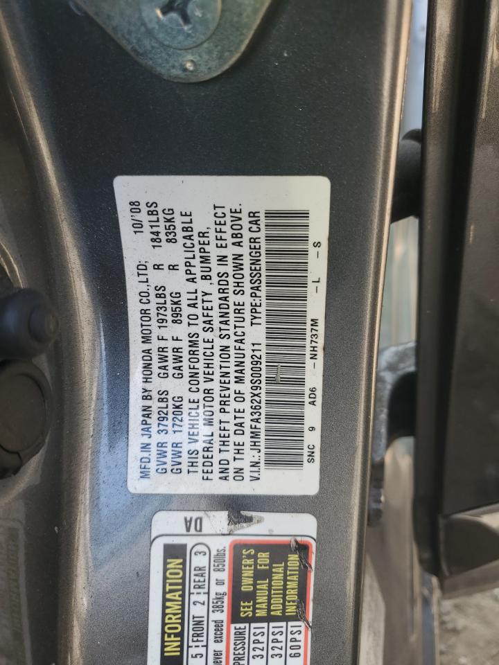 2009 Honda Civic Hybrid VIN: JHMFA362X9S009211 Lot: 81706955