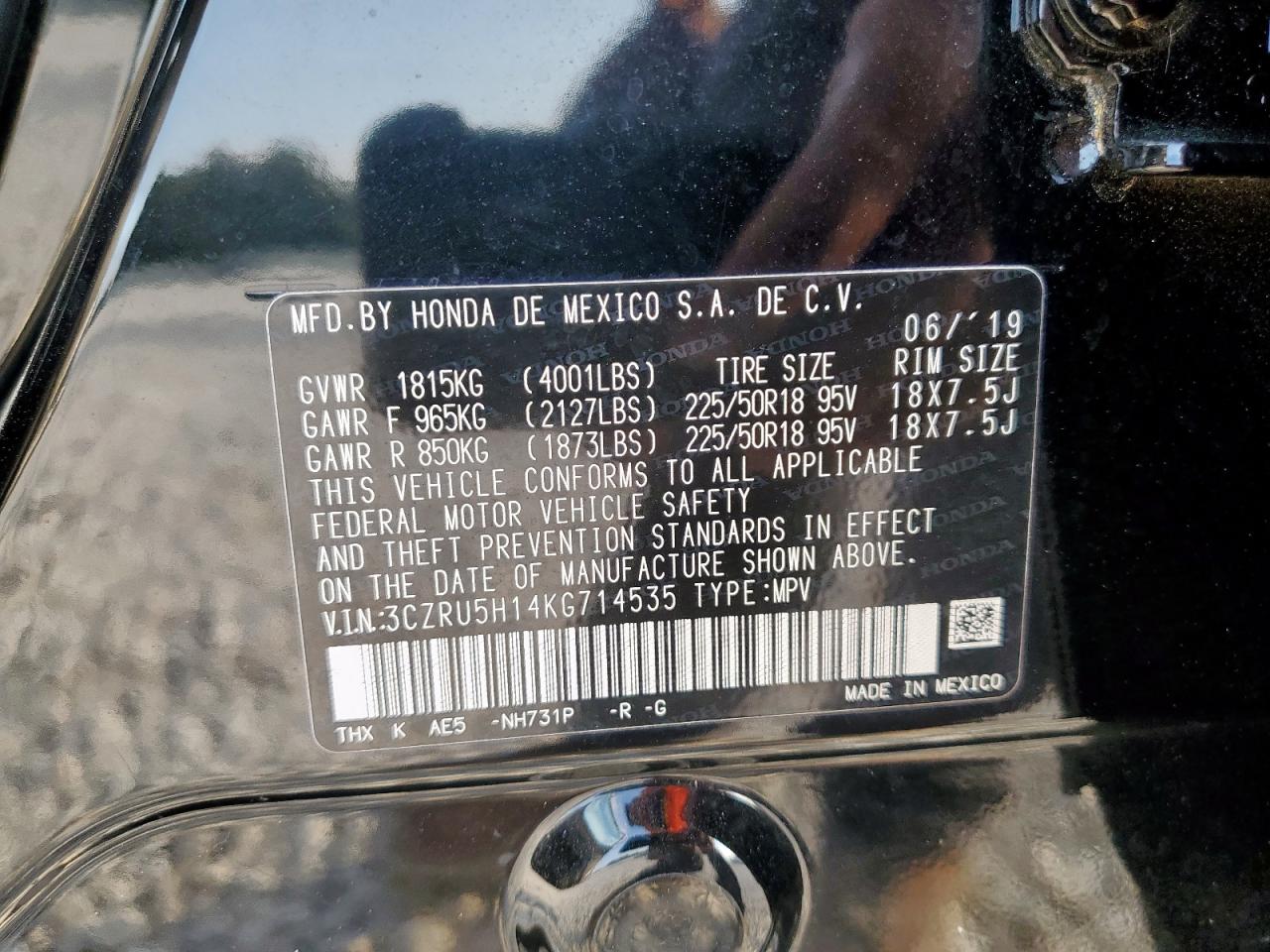 2019 Honda Hr-V Sport VIN: 3CZRU5H14KG714535 Lot: 71313945