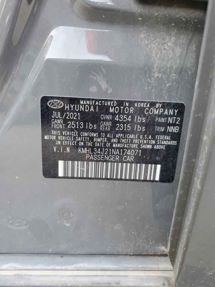 2022 Hyundai Sonata Limited VIN: KMHL34J21NA174071 Lot: 81624425