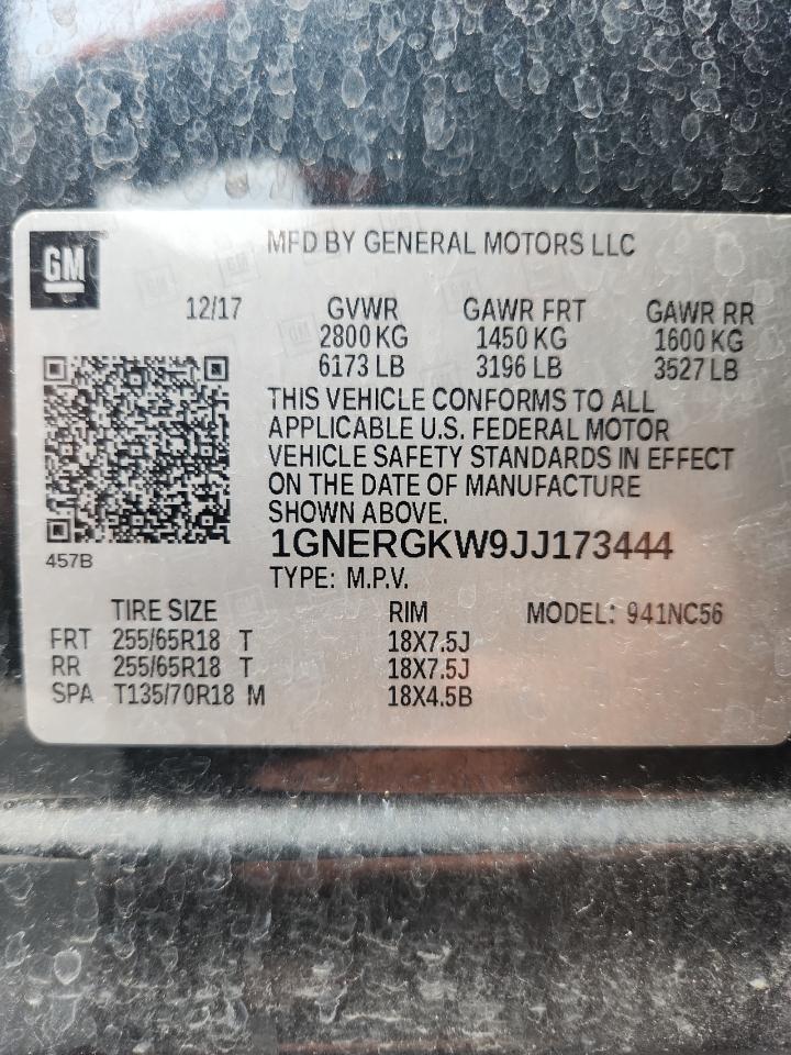 2018 Chevrolet Traverse Lt VIN: 1GNERGKW9JJ173444 Lot: 80737395