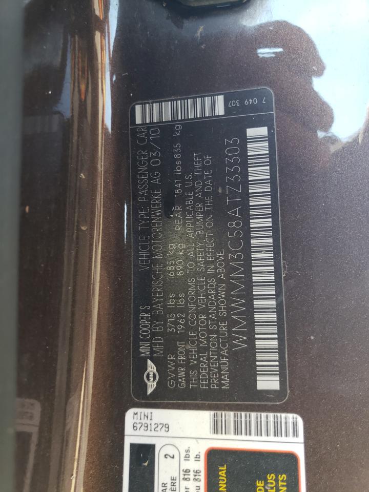 2010 Mini Cooper S Clubman VIN: WMWMM3C58ATZ33303 Lot: 80346415