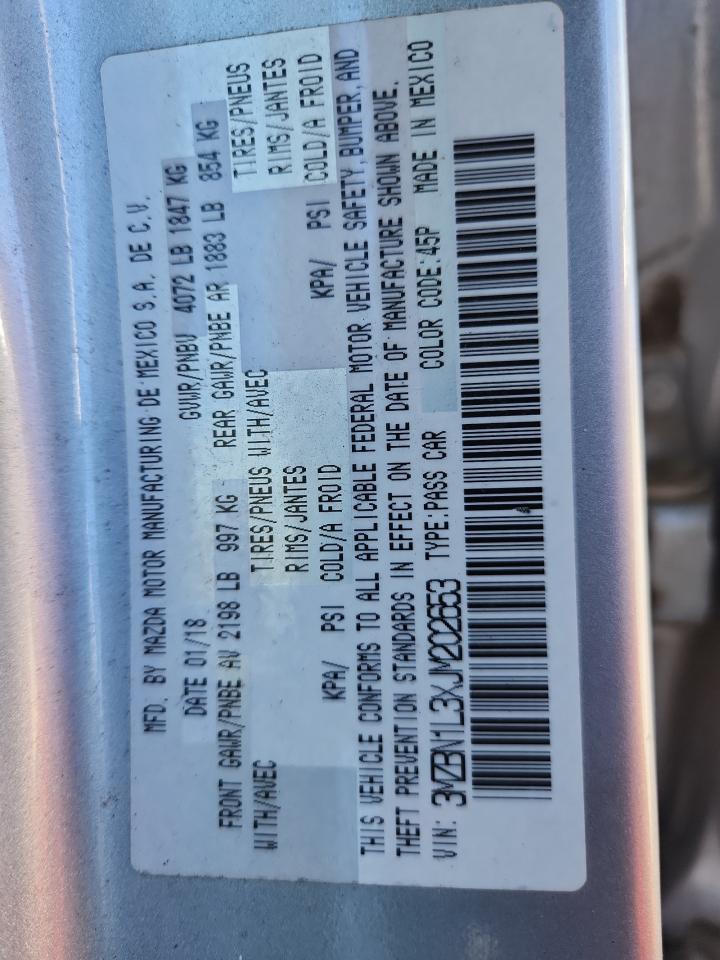 2018 Mazda 3 Touring VIN: 3MZBN1L3XJM202653 Lot: 82115015